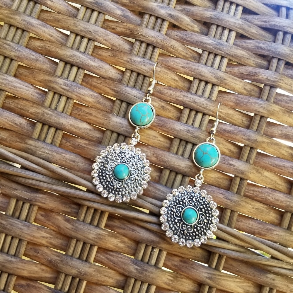 Faux turquoise earrings - Picture 2 of 3